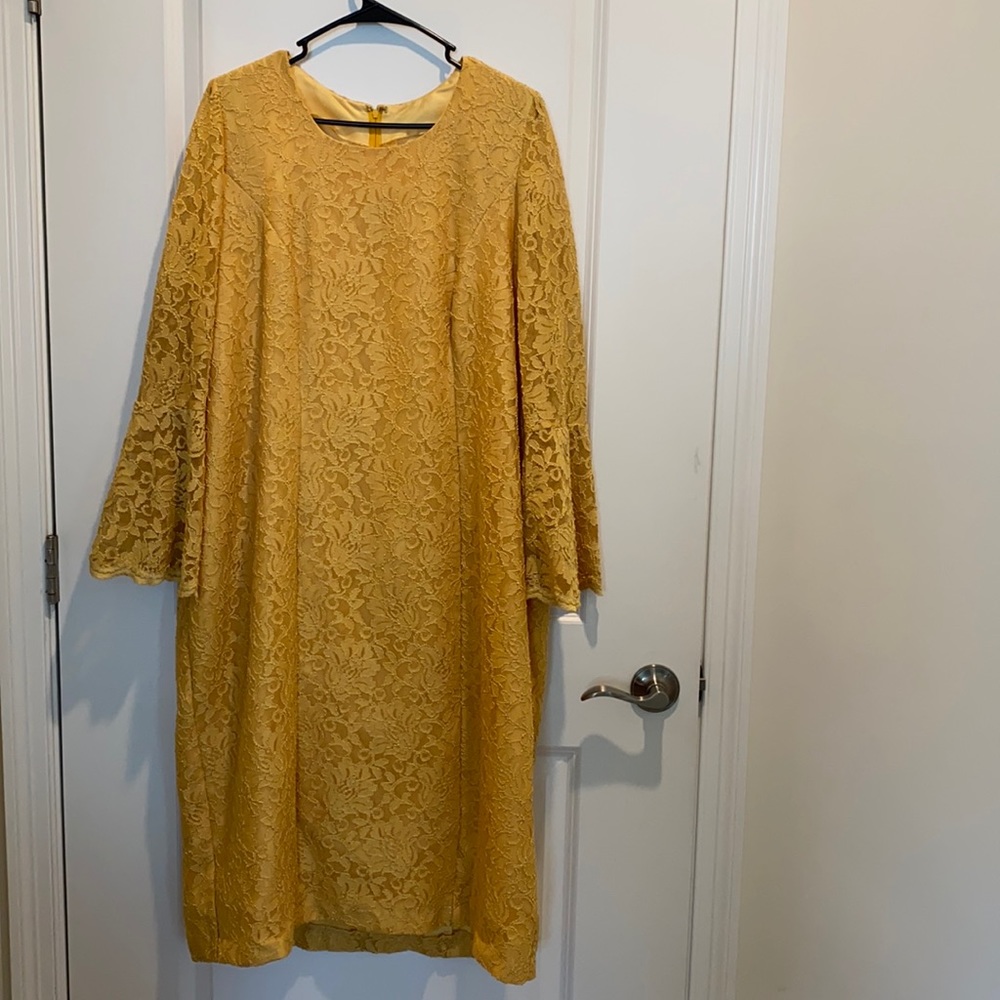 Golden yellow lace dress